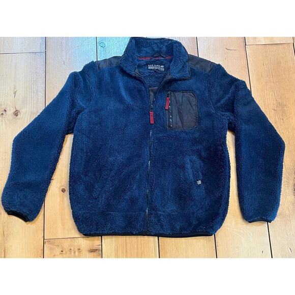 Raw Yarn Industries Brooklyn NYC LA Men's Sherpa Navy Full Zip Jacket. Size M - Picture 1 of 7